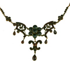 Antique Ornate Victorian Garnet Necklace