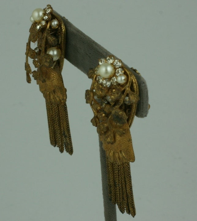 Miriam Haskell Gilt Tassel Earrings In Excellent Condition In New York, NY