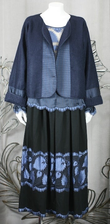 Black Geoffrey Beene Lace and Wool Ensemble For Sale