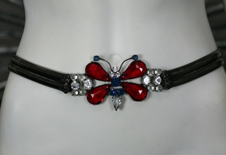 Schreiner Jeweled Butterfly Belt In Excellent Condition In New York, NY