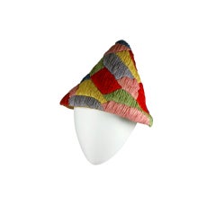 Vintage Italian Raffia and Straw Harlequin Pattern 1950s Resort Hat