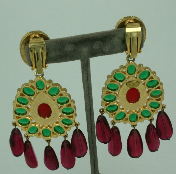 Women's Kenneth Jay Lane Ruby and Emerald Chandelier Earrings