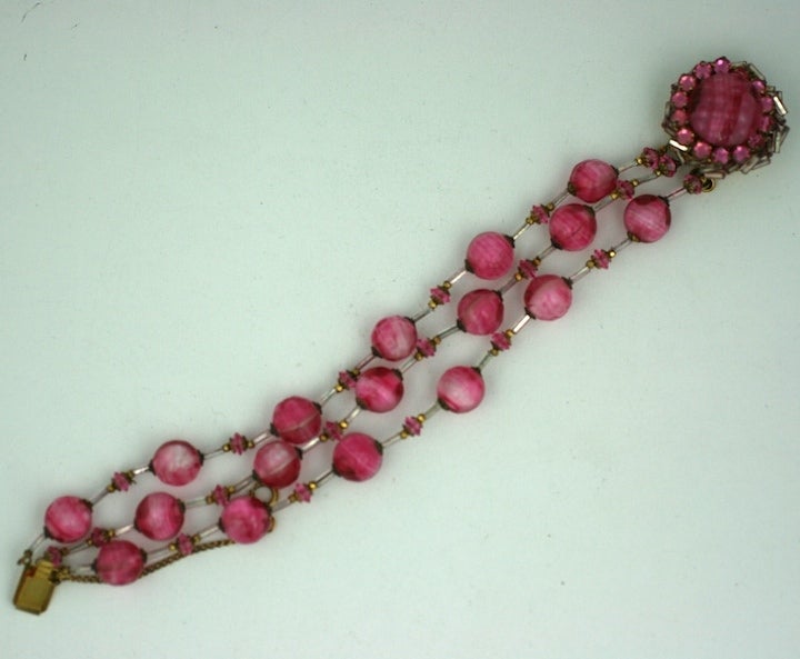 Women's Miriam Haskell Pink Venetian Glass  Suite For Sale