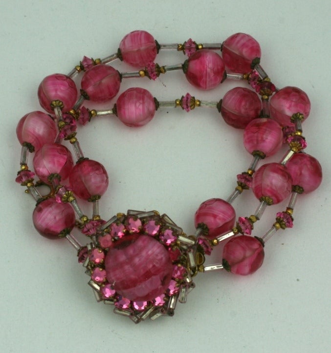 Miriam Haskell Pink Venetian Glass  Suite For Sale 1