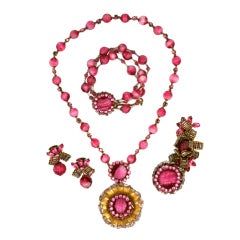 Wonderful Miriam Haskell Pink Venetian Glass Suite 8