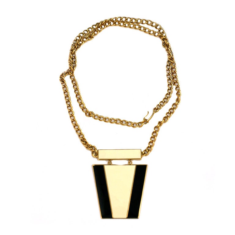 Modernist Enamel Pendant Necklace For Sale