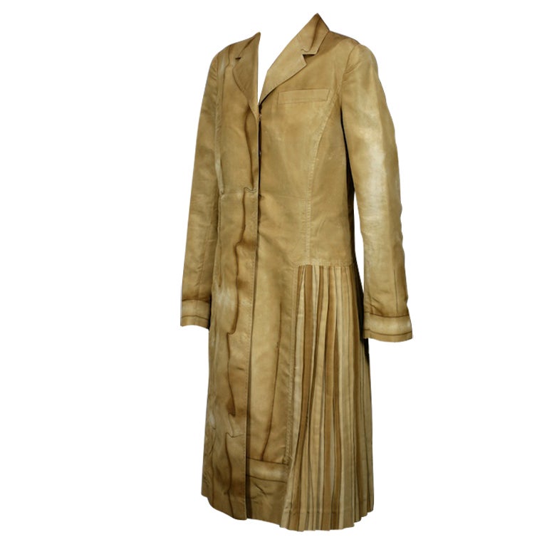 Prada Silk Surreal Trompe L'Oeil Pleated "Fur" Coat For Sale