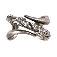 Barry Keiselstein Cord Dueling Alligator and Diamond Cuff 8