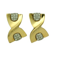 Vintage Givenchy Pave Twist Earclips