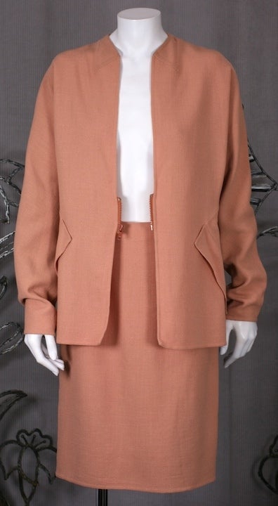 Women's Geoffrey Beene Dusty Apricot Lurex Stretch Crepe Suit For Sale