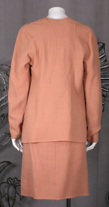 Geoffrey Beene Dusty Apricot Lurex Stretch Crepe Suit For Sale 1