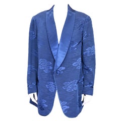 Retro Mens Sulka Silk Jacquard Smoking Jacket