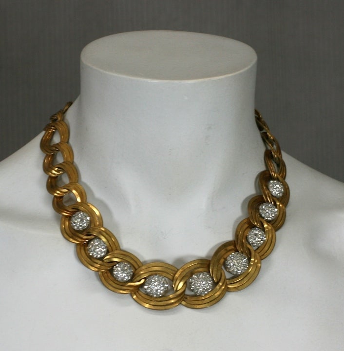 Deco Link Chain with Pave Spheres In Excellent Condition For Sale In New York, NY