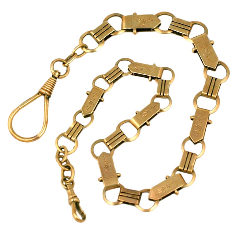 Victorian 14K Gold  Fob  Watch Chain For Sale