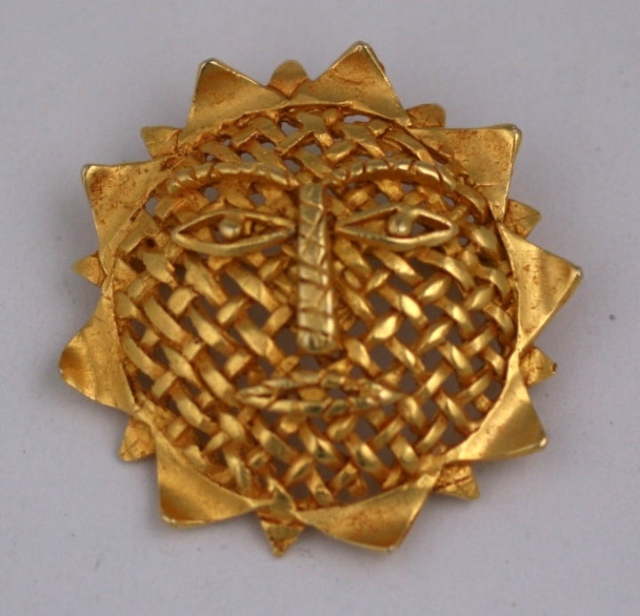 Broche sol abstracto de bronce dorado de Dominique Aurientis, París, años 80. 2.25