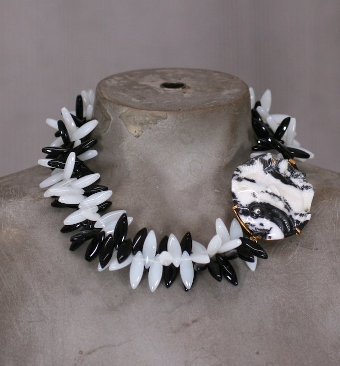 MWLC Zebra Agate Angel Fish Necklace In Excellent Condition For Sale In New York, NY