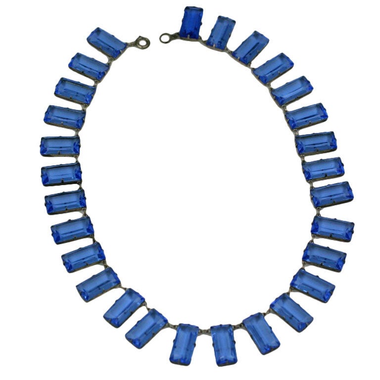Art Deco Blue Crystal Necklace