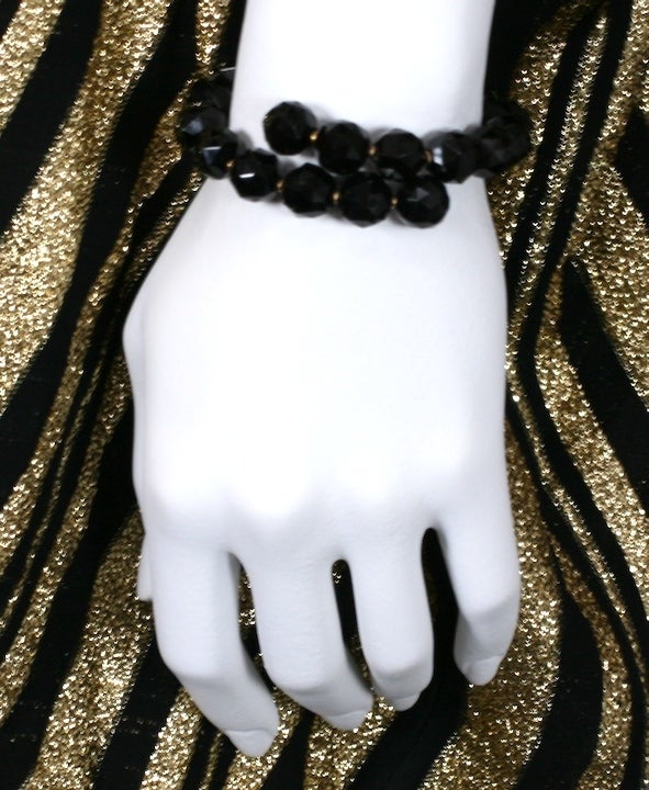 Women's Victorian Faceted Onyx Wrap Bracelet For Sale