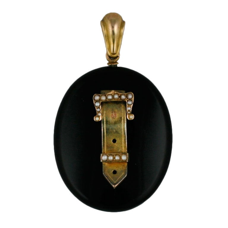 Victorian Onyx and Seed Pearl Locket