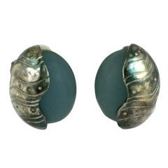 Vintage Karl Lagerfeld Sea Glass Earclips