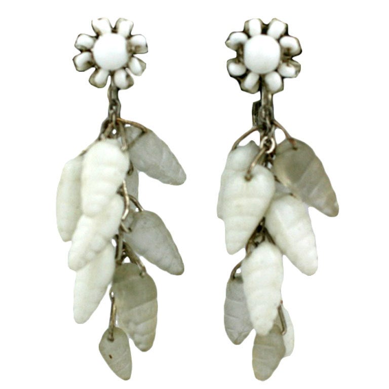 Miriam Haskell Glass Sea Shell Earrings For Sale