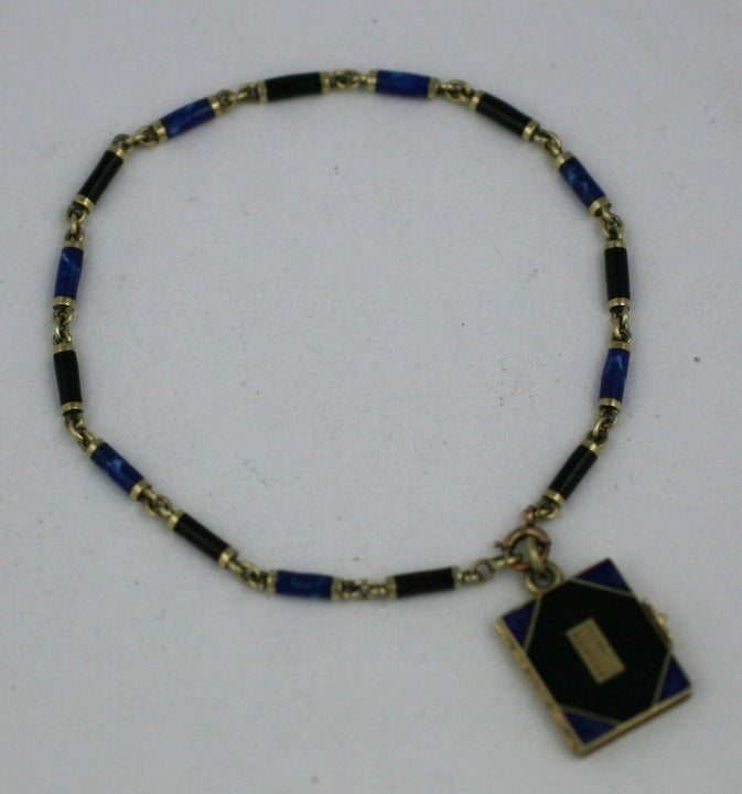 Charming Gold and Enamel Deco Bracelet