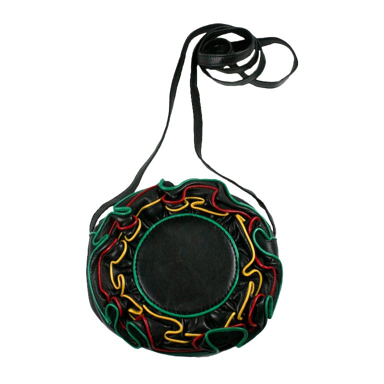 Maud Frizon Ruffled Leather Handbag at 1stDibs