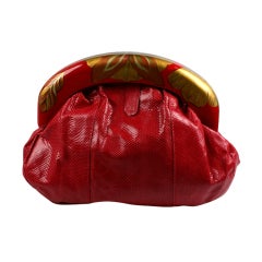 Handbemalte rote Schlangen-Clutch von Toshi