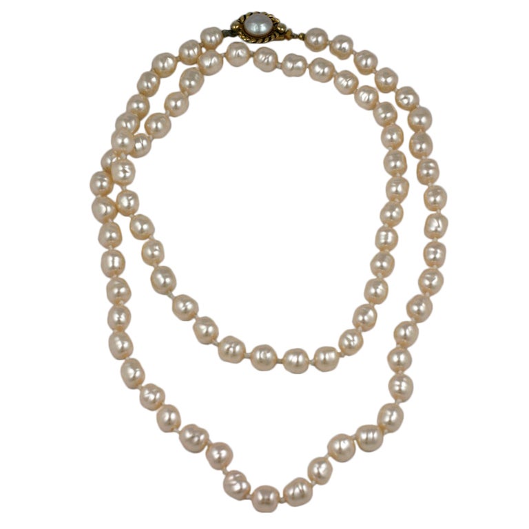 Chanel Long Baroque Pearls at 1stdibs