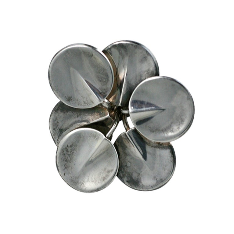 Modernist Sterling Lily Pad Ring