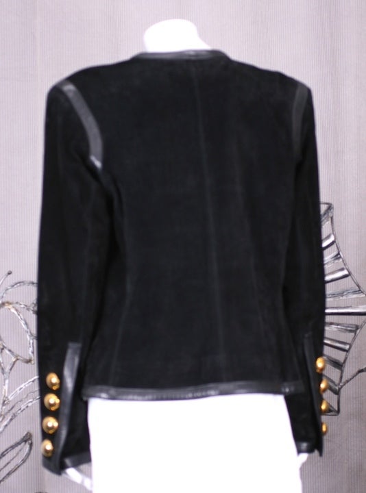 Yves Saint Laurent Black Suede and Calf Jacket In Excellent Condition In New York, NY