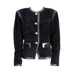 Yves Saint Laurent Black Suede and Calf Jacket 7