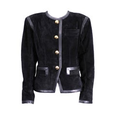Vintage Yves Saint Laurent Black Suede and Calf Jacket