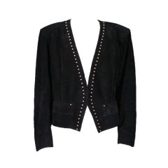 YSL Gold Studded Black Suede Jacket 6
