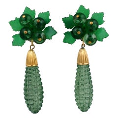 Emerald Floral and Calibre Massive Drop Earclips Emerald Floral and Calibre Massive Drop Earclips
