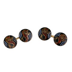 Boutons de manchette dragon Art déco français