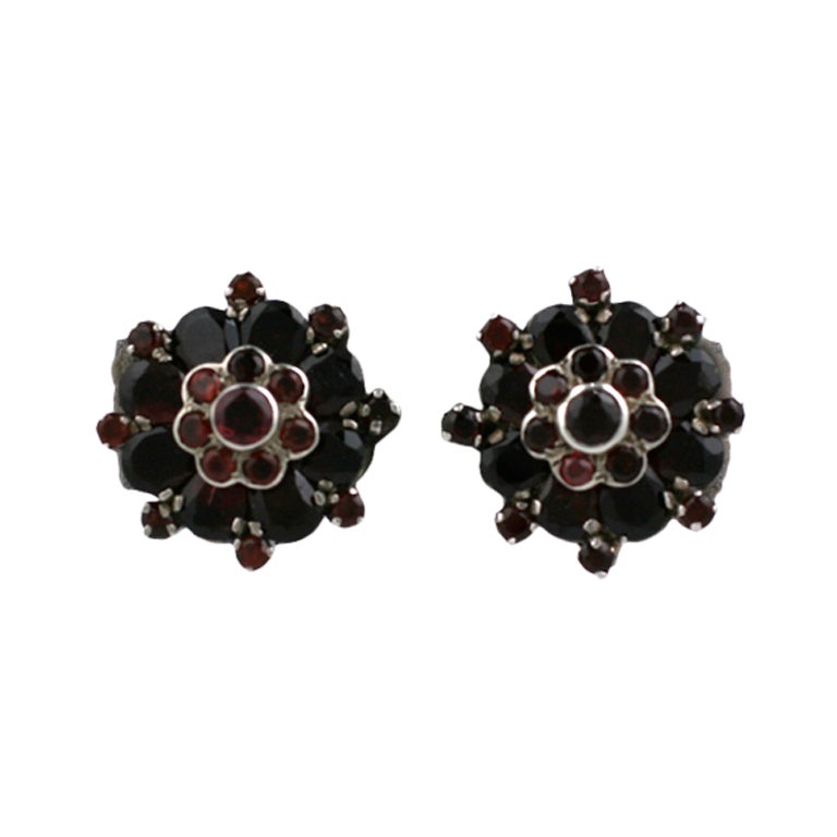 Garnet Flower Cluster Earrings