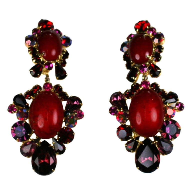 Kenneth Jay Lane Ruby Amythest Earrings For Sale at 1stDibs