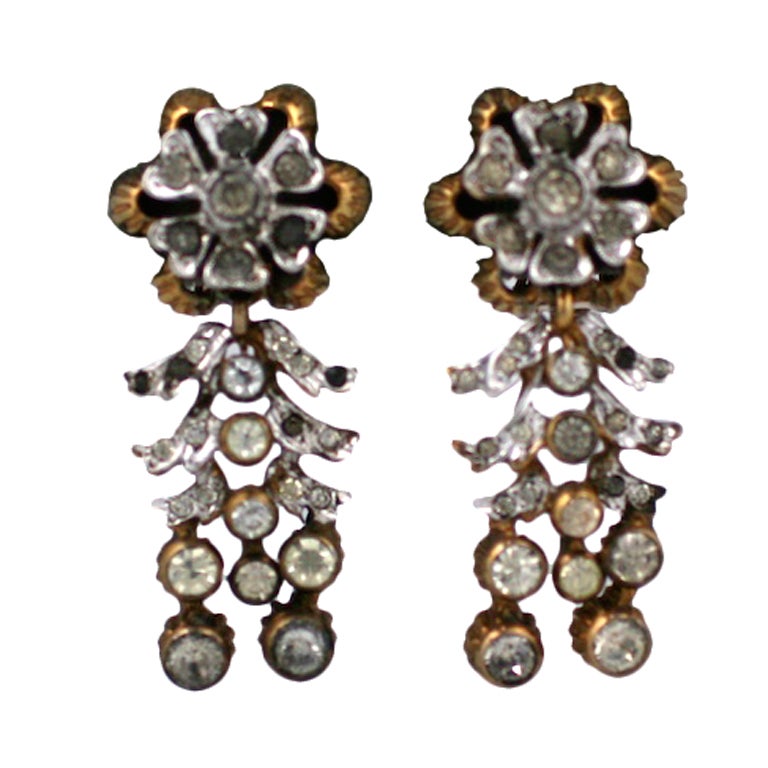 De Rosa Retro Sterling Silver Floral Earclips