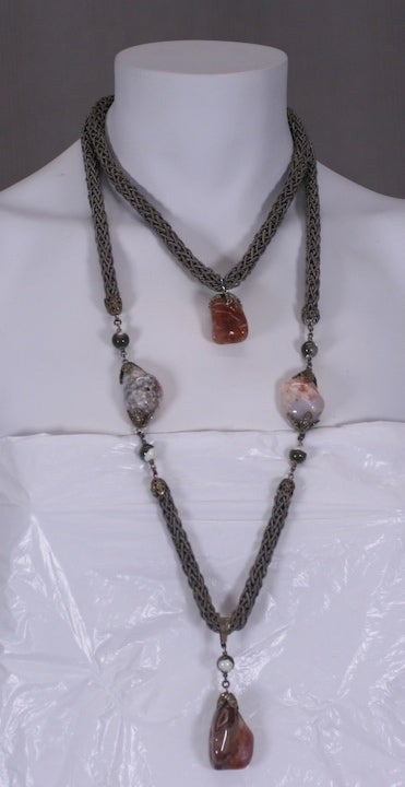 Miriam Haskell Agate Double Necklace In Good Condition For Sale In New York, NY