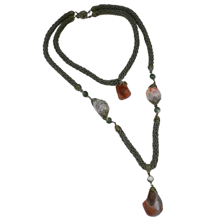 Miriam Haskell Agate Double Necklace For Sale