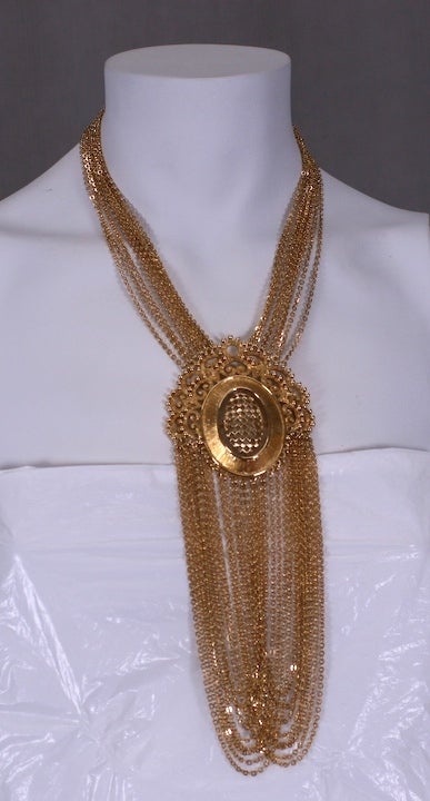 Multi Chain Swagged Pendant For Sale 1