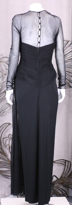 Vicky Tiel Draped Illusion and Matte Jersey Gown For Sale 1