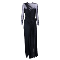 Vintage Vicky Tiel Draped Illusion and Matte Jersey Gown