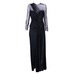 Vicky Tiel Drapiertes Illusion- und mattes Jersey-Kleid