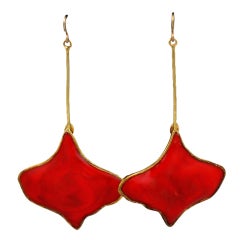 MWLC Burnt Coral Poured Glass Gingko Earrings