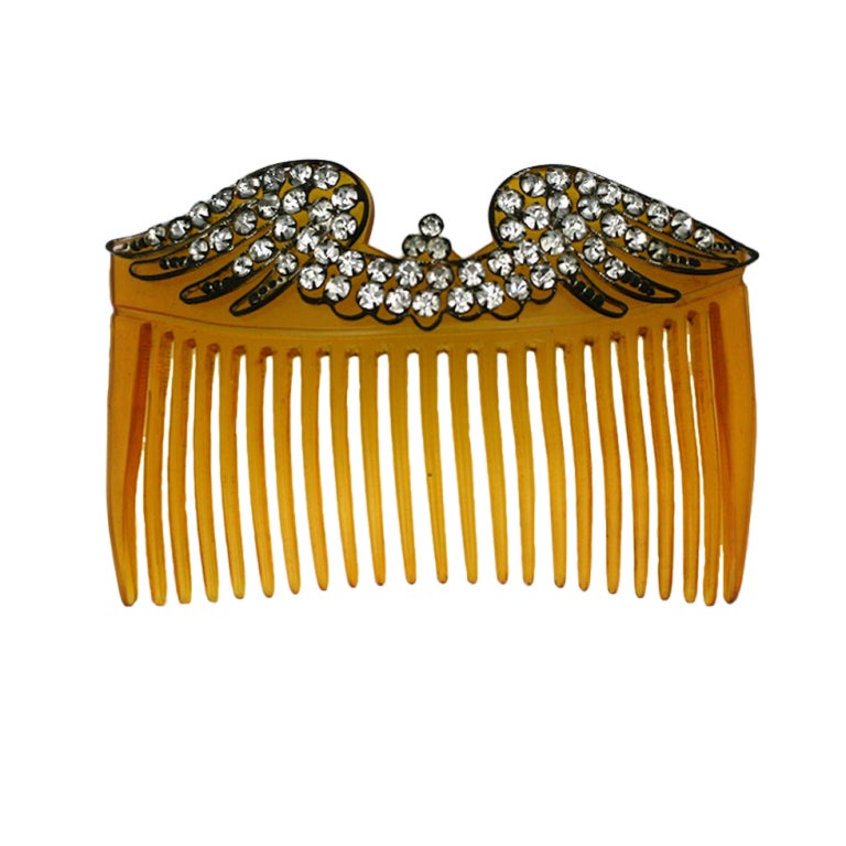 Edwardian  Paste Wing Hair Comb For Sale