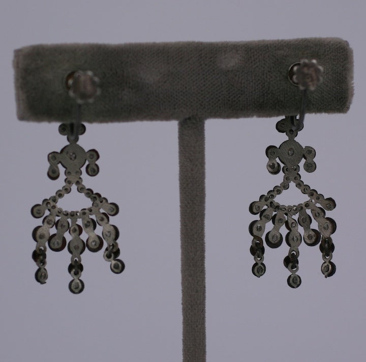 Victorian French Cut Steel Dangle Earrings
