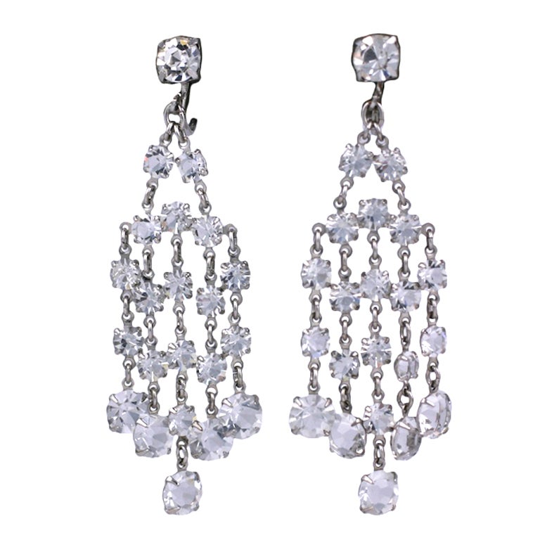 Art Deco Crystal Earrings For Sale
