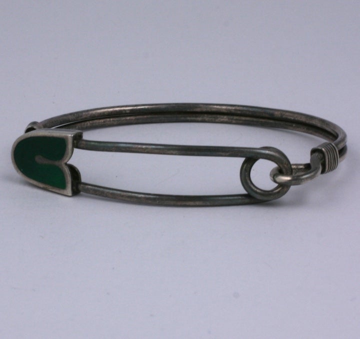 Women's Sterling and Enamel Safety Pin Bracelet